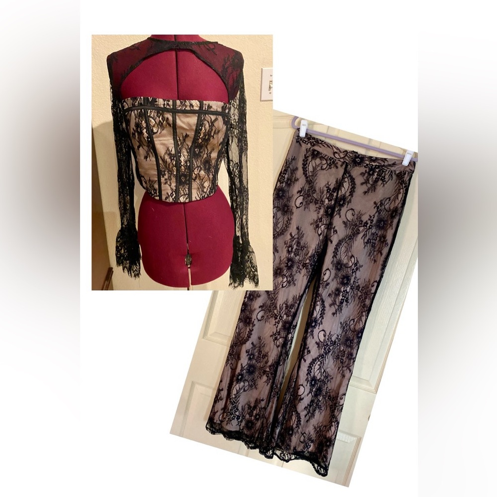 NEW Women’s SZ XL Black Lace FASHION NOVA Pant Set